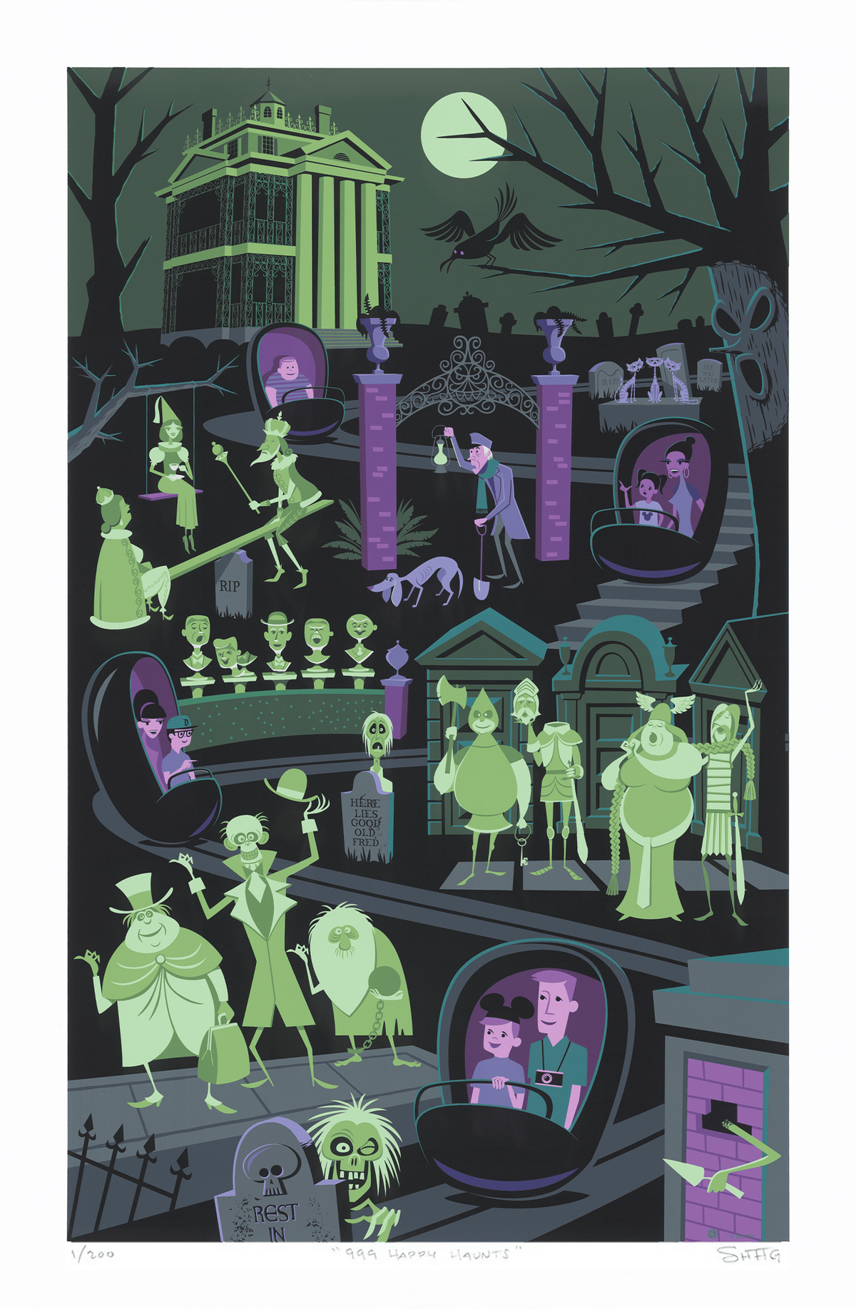 999 Happy Haunts Disney Art Print