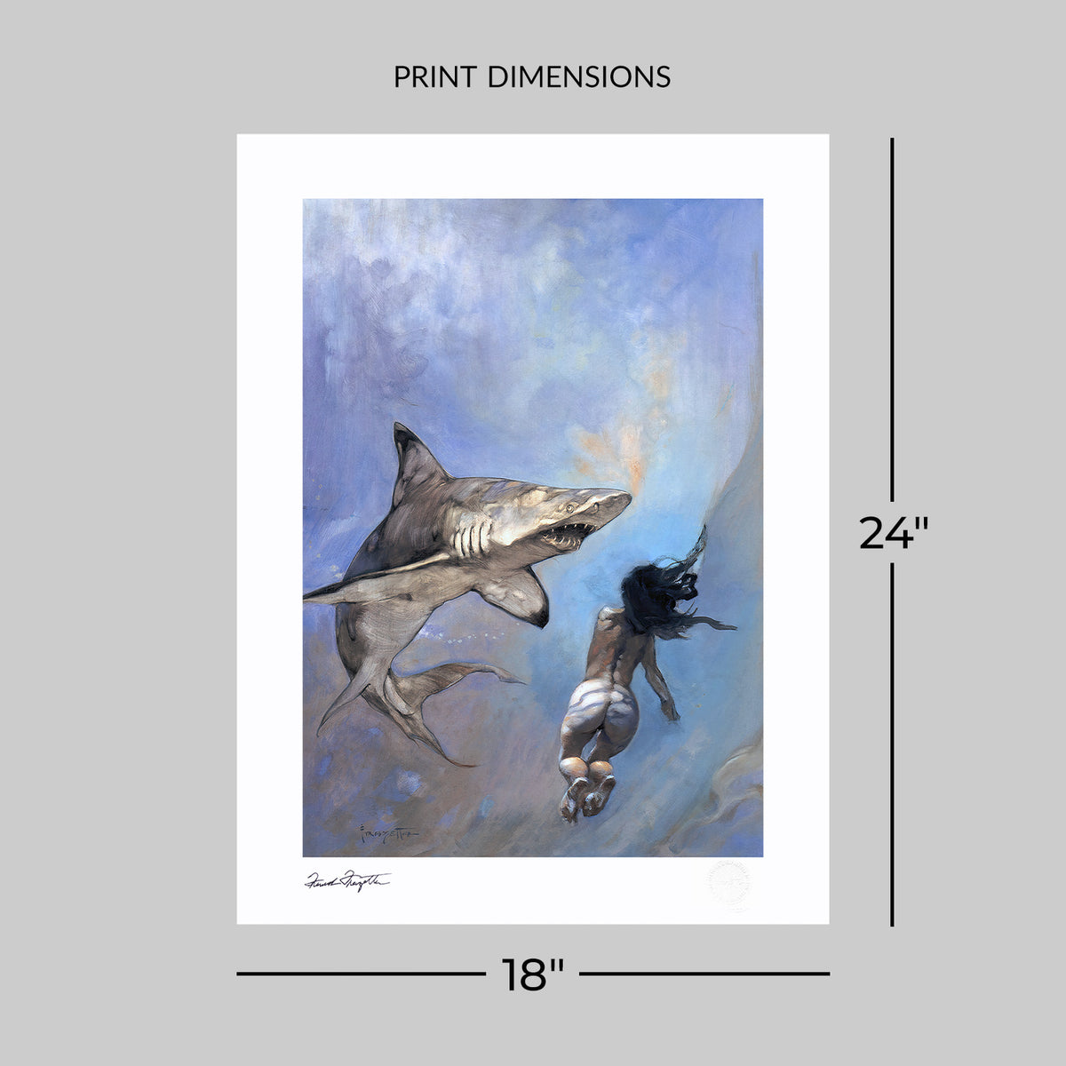 A Requiem for Sharks Frank Frazetta Art Print