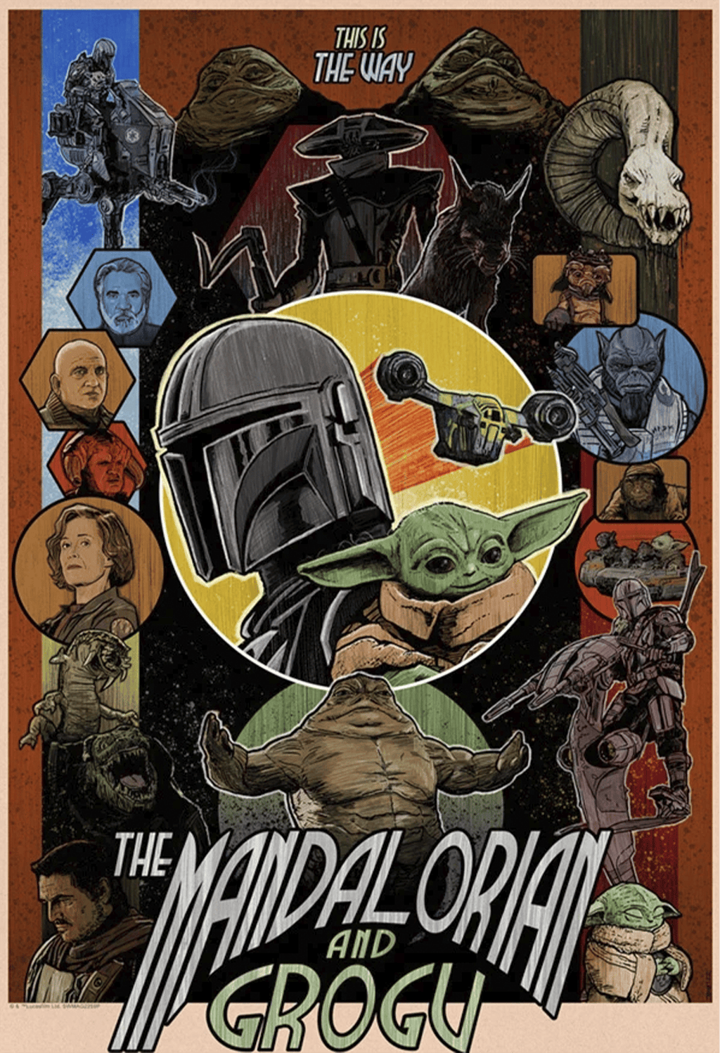 The Bounty Hunter and His Foundling Star Wars Art Print