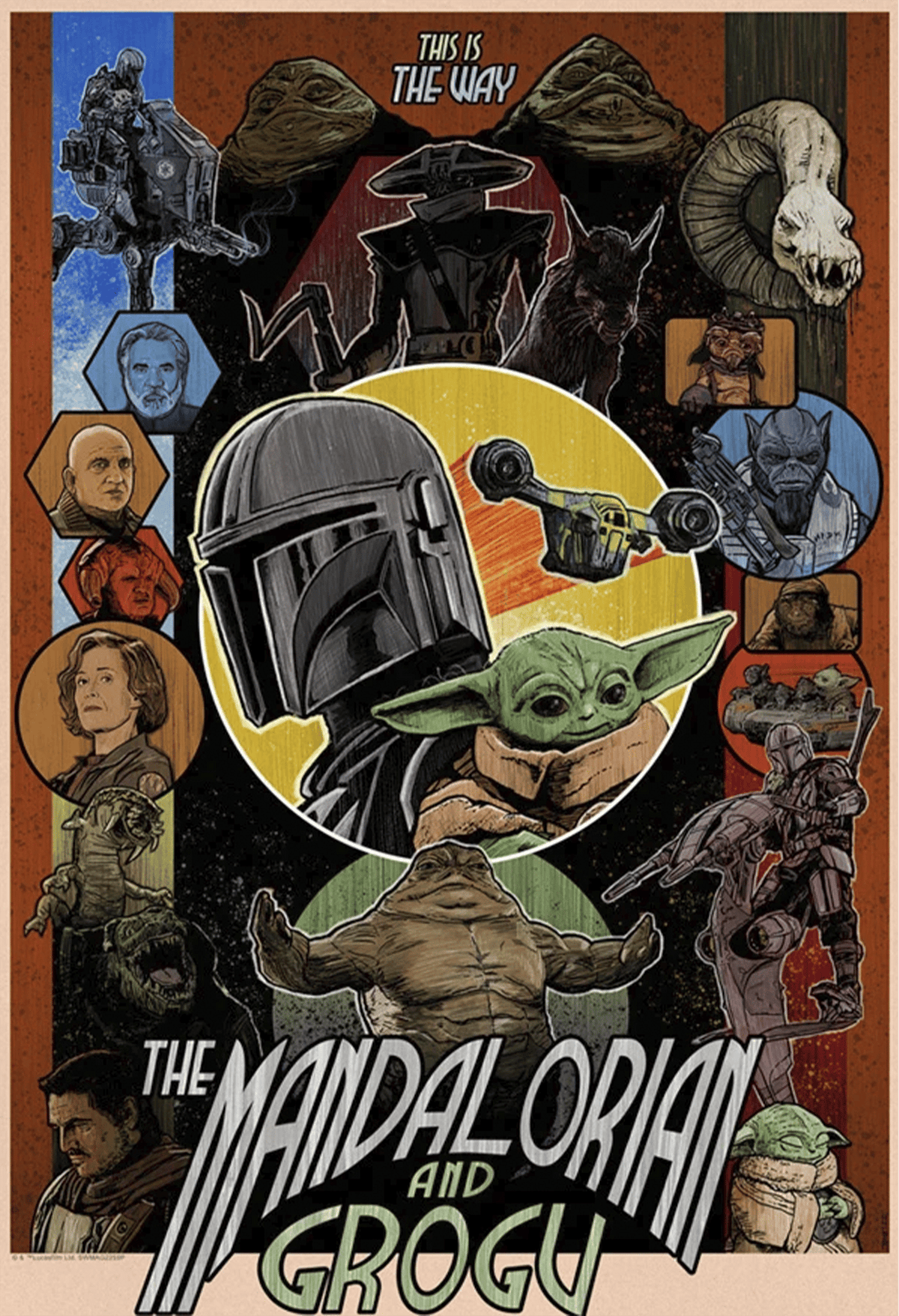 The Bounty Hunter and His Foundling Star Wars Art Print
