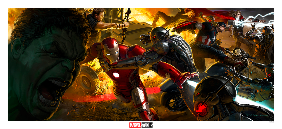 Avengers: Age of Ultron Concept Art Marvel Hulk Iron Man Art Print