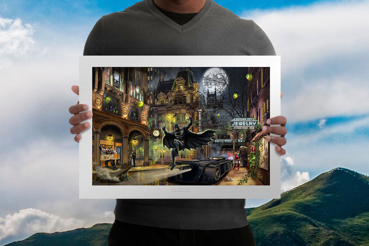 Batman Gotham City DC Batman Batmobile Art Print