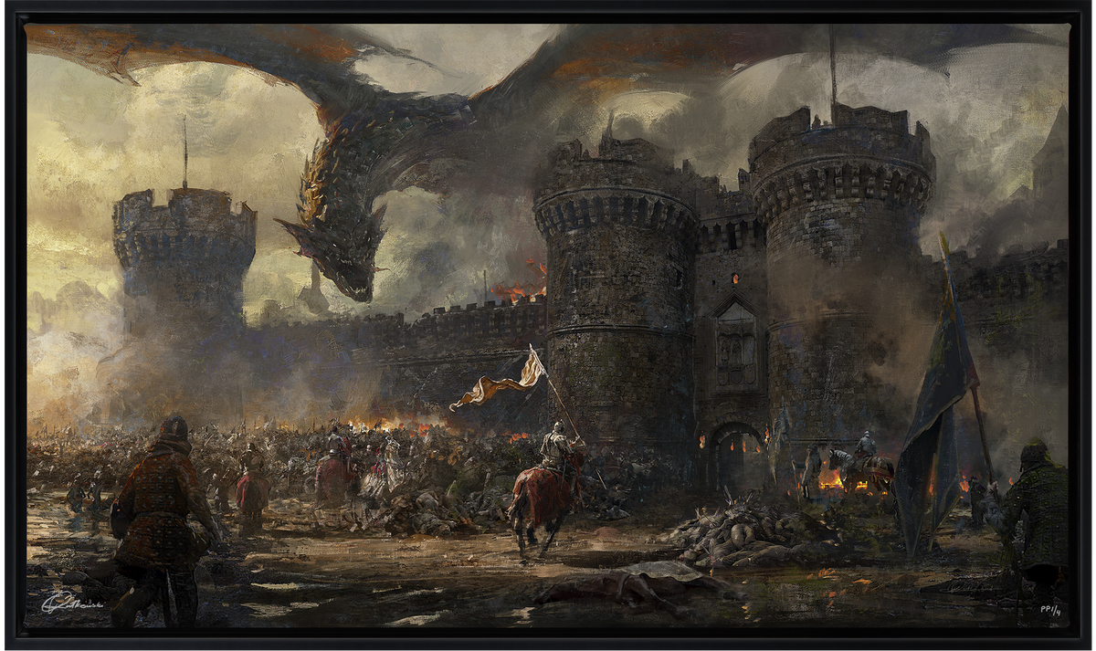 Castle Defence Greg Rutkowski Dragon Art Print