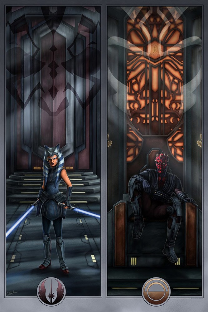 Face Off On Mandalore Star Wars Darth Maul Ahsoka Tano Art Print