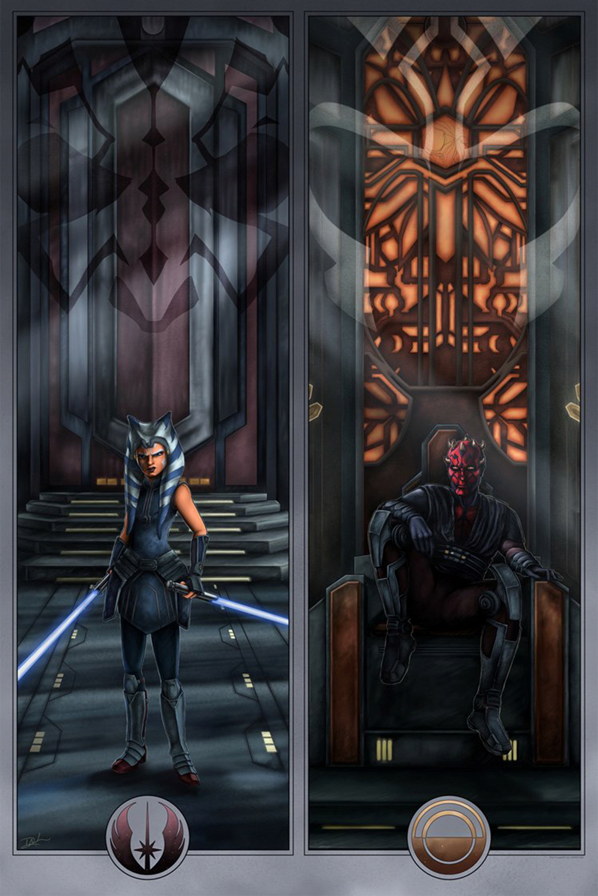 Face Off On Mandalore Star Wars Darth Maul Ahsoka Tano Art Print