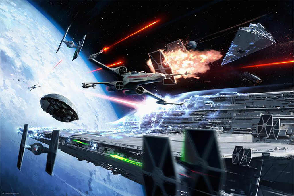Hoth Evacuation Star Wars X-Wing TIE Fighter Art Print