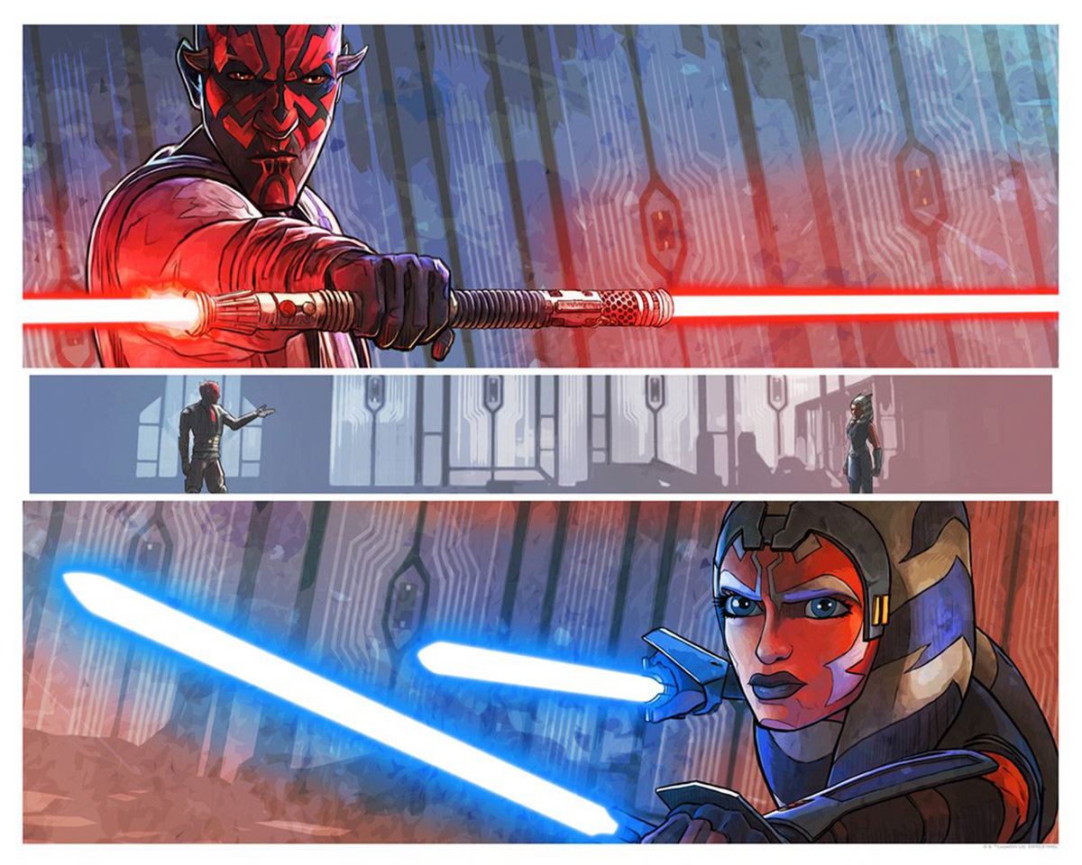One Last Lesson Star Wars Darth Maul Ahsoka Tano Art Print