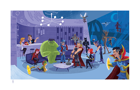 Party at Avengers Tower Marvel Art Print