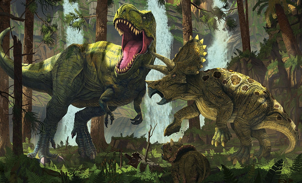 Protection Predator T-Rex Triceratops Art Print