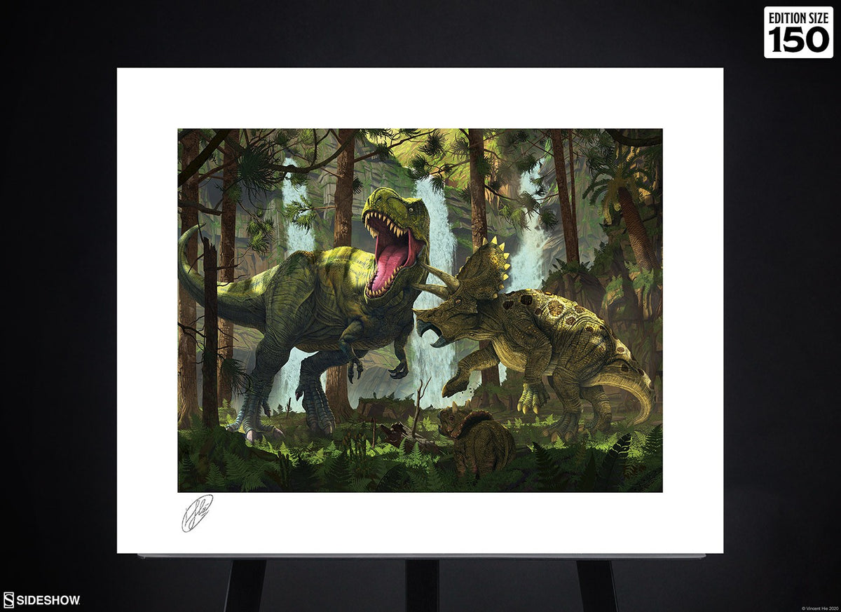 Protection Predator T-Rex Triceratops Art Print