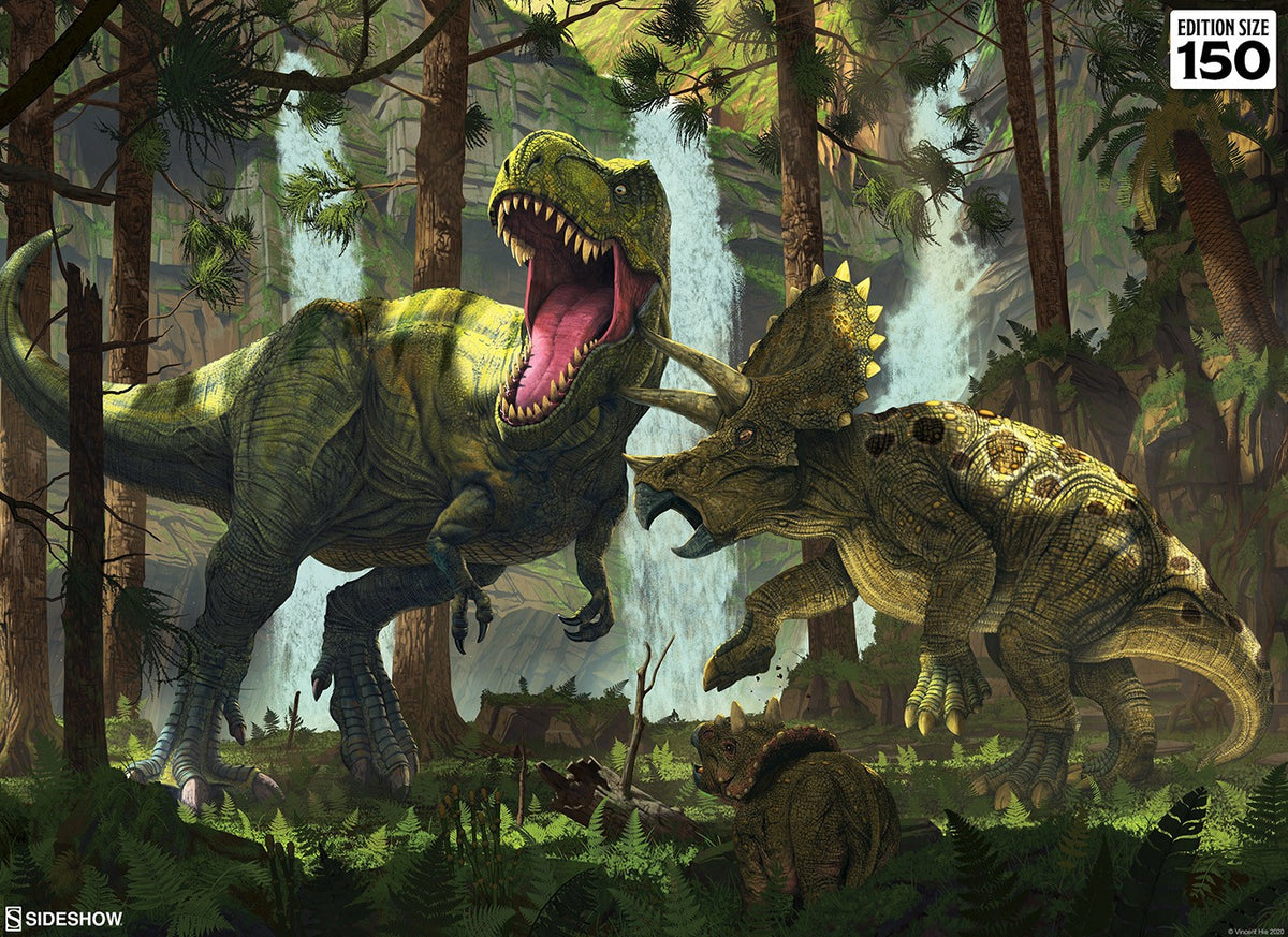 Protection Predator T-Rex Triceratops Art Print