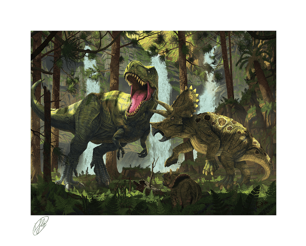 Protection Predator T-Rex Triceratops Art Print