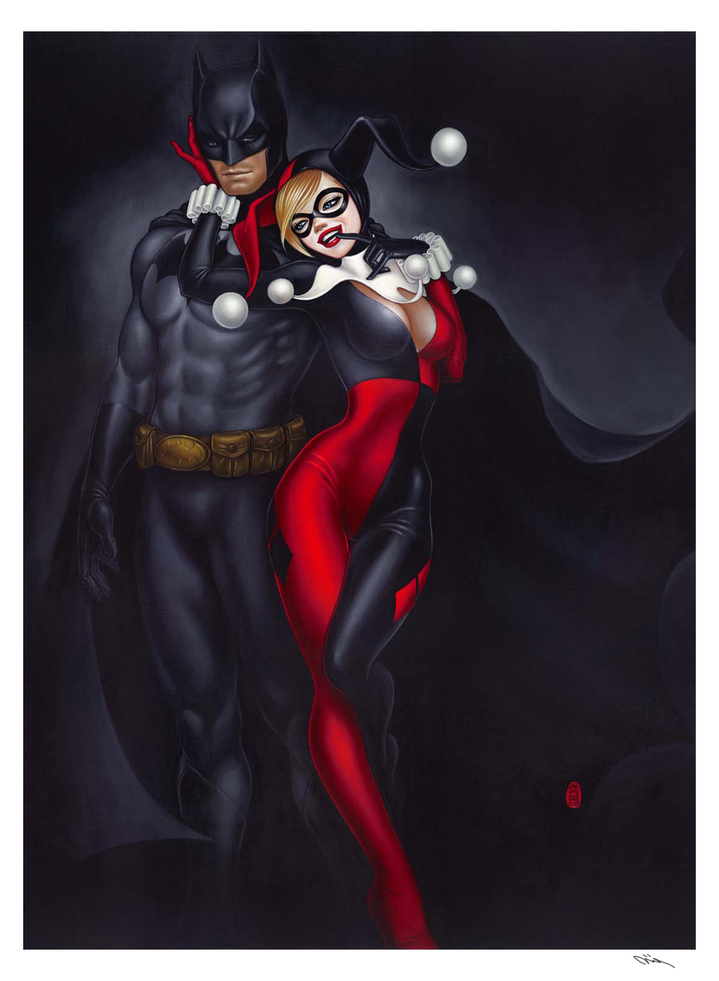 To Tease A Bat DC Batman Harley Quinn Art Print