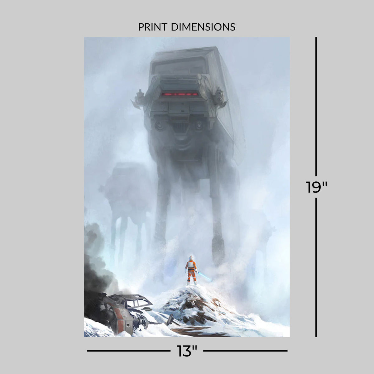 Too Strong for Blasters Star Wars Luke Skywalker AT-AT Art Print