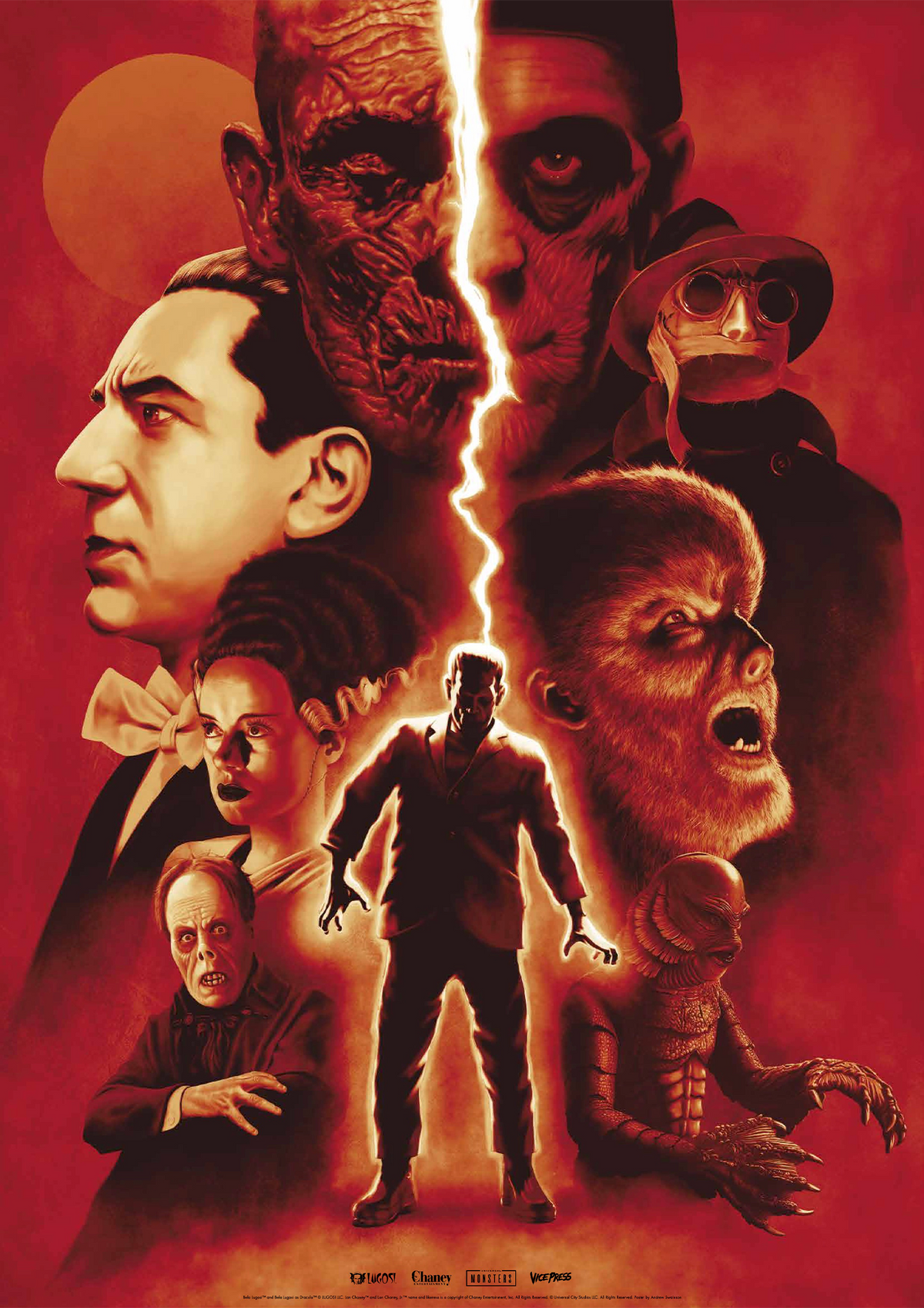 Universal Monsters Variant Dracula Frankenstein Art Print