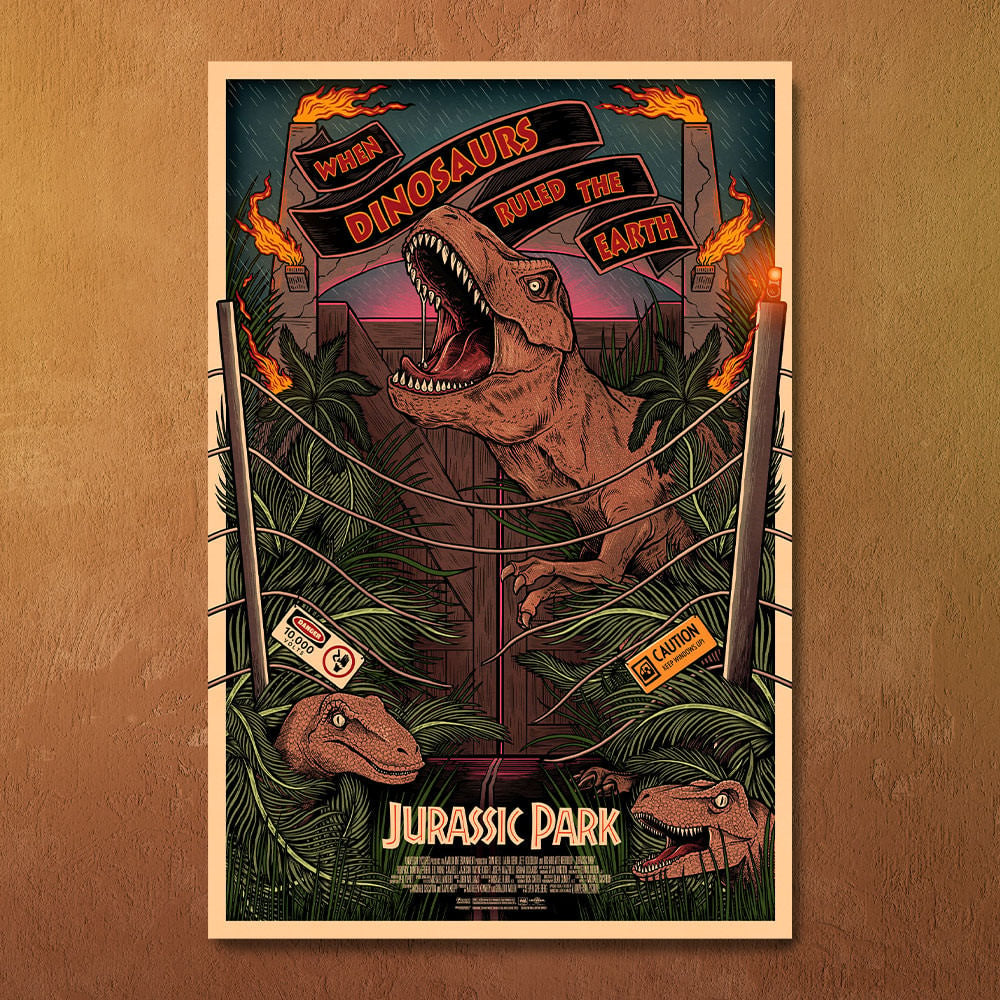 Jurassic Park T-Rex Velociraptor Movie Poster