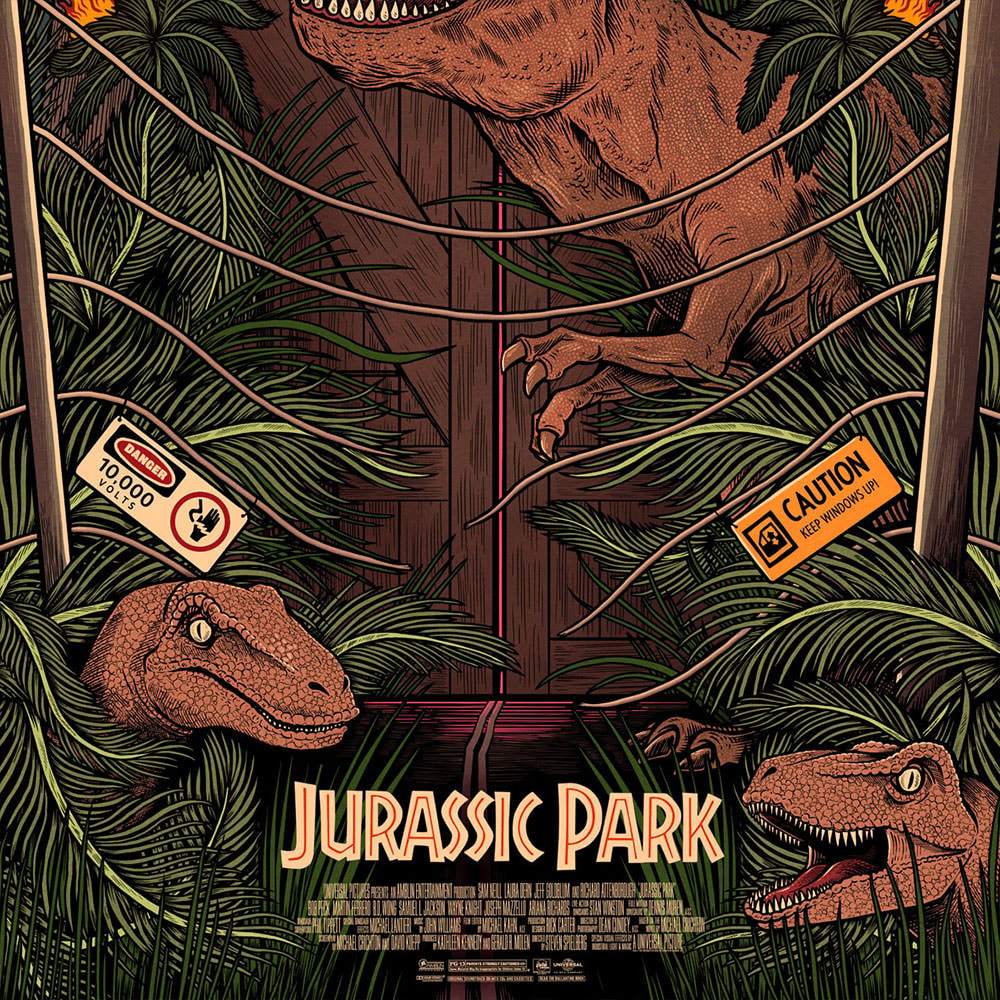Jurassic Park T-Rex Velociraptor Movie Poster