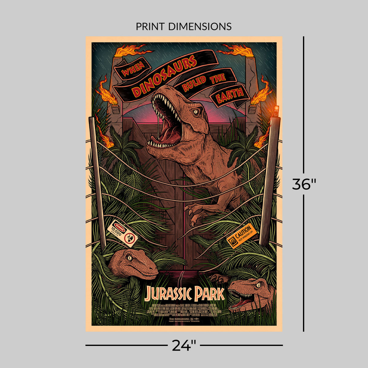 Jurassic Park T-Rex Velociraptor Movie Poster
