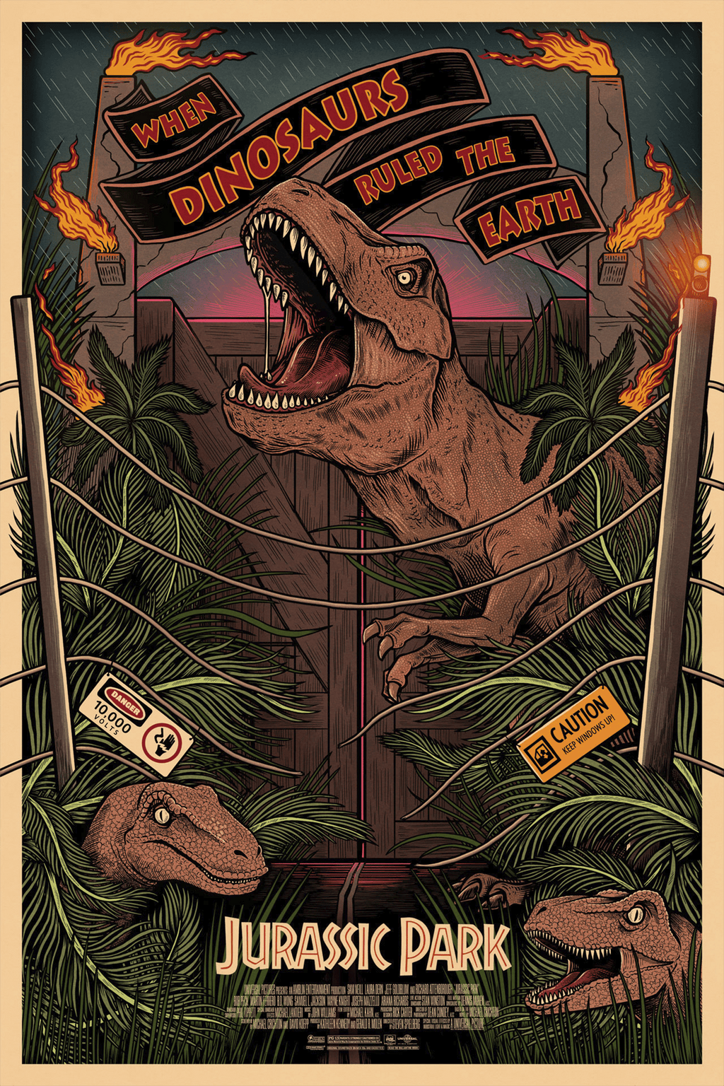 Jurassic Park T-Rex Velociraptor Movie Poster
