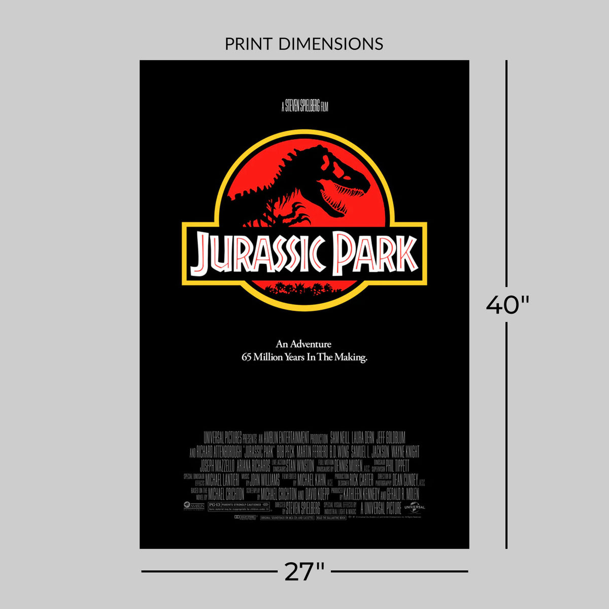 Jurassic Park Theatrical Key-Art (One Sheet) T-Rex Movie Poster